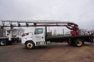 1999 Freightliner FL160 Flatbed Sky Hook Aerial Crane Sign Truck
