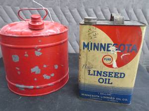 VINTAGE CAN OF MINNESOTA PURE LINSEED OIL  VINTAGE GAS CAN