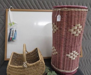LARGE WHITE BOARD WITH MARKERS  WICKER DISPLAY