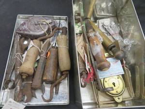 BOX FULL OF VINTAGE  PRIMITIVE TREASURES