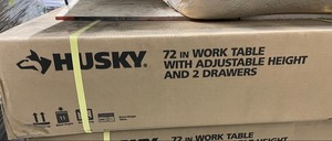 lot 23 image: New Husky 72 in. 2-Drawers Adjustable Height Work Table in White
