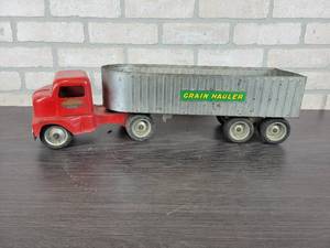 lot 1278 image: 1953 TONKA Cabover Semi Truck and Grain Hauler Trailer - Approx. 22 Long