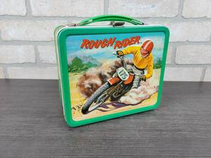 lot 1355 image: Vintage Steel Rough Rider Lunchbox w Thermos