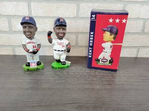 lot 1358 image: (2) Kirby Puckett Bobbleheads (8 Tall) and Kent Hrbek Bobblehead (8 Tall)