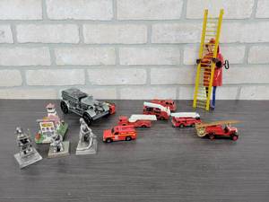 lot 1368 image: Firefighter Collection - MARX Climbing Firefighter, Pewter Statues, Fire trucks and More