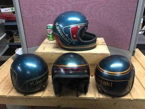 lot 53 image: 4 Vintage Kawasaki Helmets
