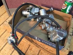 lot 189 image: Vintage Polaris Triple Mikuni Carbs - Fuel Pump