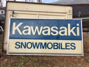 lot 7 image: Vintage Kawasaki Snowmobiles Double Sided Light-Up Dealer Sign