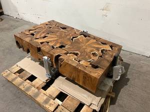 lot 12 image: Juniper  Ivory 46 In. x 15 In. Rustic Coffee Table Brown Teak Wood - Juniper  Ivory 71475