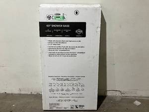 lot 18 image: DELTA 40094L Shower Base, 59.88 in L, 30-34 in W, 3-12 in H, Acrylic, White