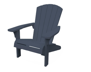 lot 20 image: LOT OF 4. Keter Adirondack Chair Midnight Blue Plastic Weather Resistant 350 lbs. Capacity