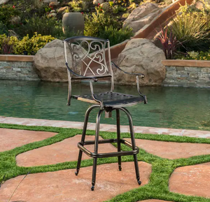 lot 21 image: Nobel House Dorothy Swivel Metal Outdoor Bar Stool