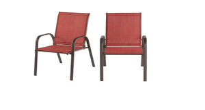 lot 25 image: LOT OF 2 Mix and Match Brown Steel Sling Outdoor Patio Dining Chair in Chili Red (2-Pack)