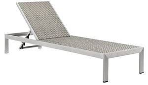 lot 35 image: MODWAY Shore Patio Aluminum Rattan Outdoor Chaise Lounge in Silver Gray