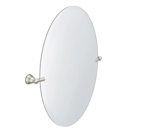 lot 58 image: Moen Banbury 26 in. x 23 in. Frameless Pivoting Wall Mirror in Brushed Nickel