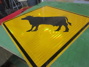 Bull Crossing Sign
