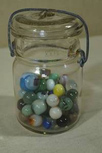 lot 206 image: Jar of Antique Marbles - Clays, Shooters