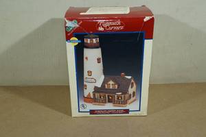 lot 89 image: Lemax Plymouth Corners Village Collection White Cliff Lighthouse Lighted Building