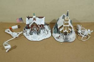 lot 106 image: 2 Terry Redlins Hawthorne Village Lighted Buildings - Schoolhouse, Church
