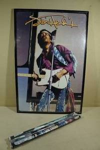 lot 141 image: Jimi Hendrix Framed Poster plus John Lennon and Hendrix Posters