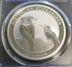 lot 01 image: 2017-P AUSTRALIA KOOKABURRA 1oz .999 FINE SILVER PCGS MS69