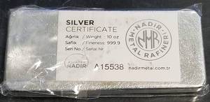 lot 02 image: 10 TROY OZ .999 FINE SILVER BAR NADIR SEALED