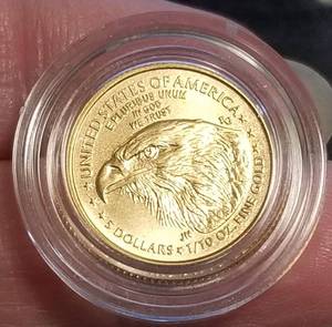 lot 04 image: 2021 US $5 GOLD EAGLE 110th OZ GOLD IN AIRTITE