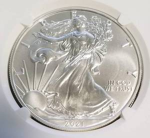 lot 05 image: 2021 TY1 AMERICAN SILVER EAGLE MS69 NGC LAST DAY