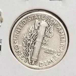 lot 09 image: 1918-S US MERCURY DIME FINE OR BETTER