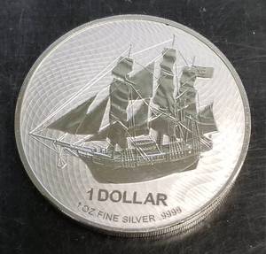 lot 16 image: 2022 COOK ISLANDS $100 SHIP BOUNTY 1 TROY OZ .9999 FINE SILVER