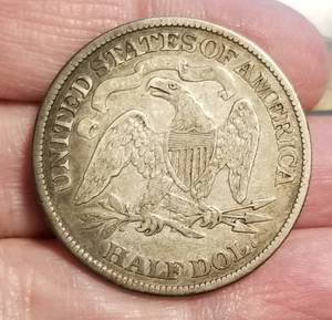 lot 48 image: 1873 with arrows US SEATED LIBERTY HALF DOLLAR
