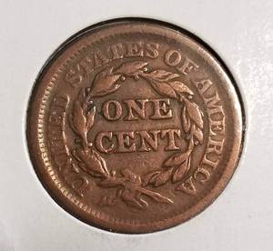 lot 06-B image: 1851 US BRAIDED HAIR LARGE CENT