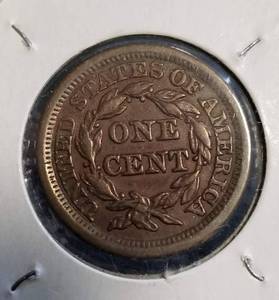 lot 07-B image: 1853 US BRAIDED HAIR LARGE CENT