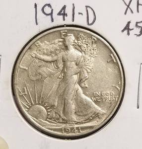 lot 74-B image: 2 WALKING LIBERTY HALF DOLLARS 1941-D 1942-D