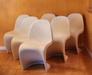 White Verner Panton Chairs, set of 6