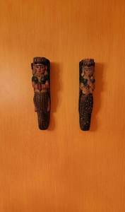Primitive Carved Hindu Wall Sconces, pair