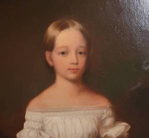 Antique Oil Painting Portrait  Young Lady