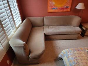 Taupe Velvet Loveseat Sectional