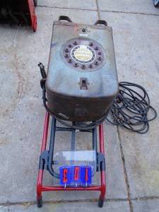 lot 103 image: Vintage Maquette 180 amp copper wound arc welder with ground cable only. Bring help. Very heavy. As shown.
