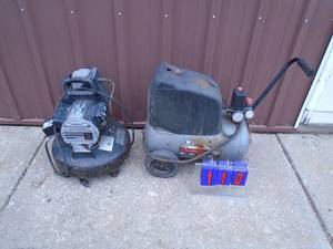 lot 110 image: Qty of 2 air compressors. Well used. As shown.