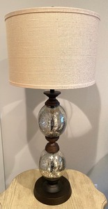 lot 43 image: Pottery Barn Stacked Crackled Sphere Table Lamp
