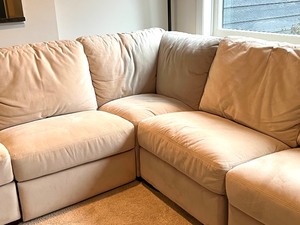lot 3 image: Pottery Barn Neutral Colored Upholstered Sectional