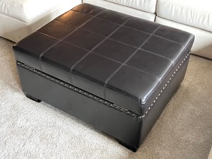 lot 34 image: Large Faux Leather Storage Ottoman