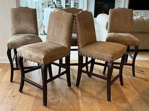 lot 23 image: Set of  Five Pottery Barn Calais Counter Bar Stools