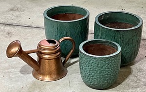 lot 163 image: Three Decorative Planters and a Watering Can