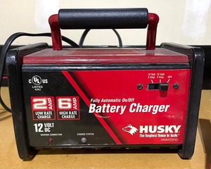 lot 207 image: Husky Fully Automatic OnOff Battery Charger with Jumper Cables