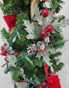 lot 183 image: Festive Lighted and Decorated Faux Christmas Tree
