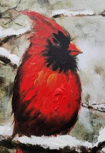 lot 194 image: Gorgeous Winter Cardinal Oil Painting Print