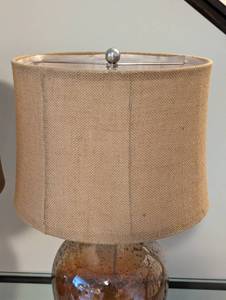 lot 17 image: Pair of Beautiful Amber Glass Table Lamps