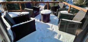lot 14 image: Outdoor Barcalounger Patio Set with Propane Fireplace